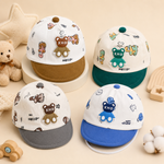cartoon bear baby cap with face shield