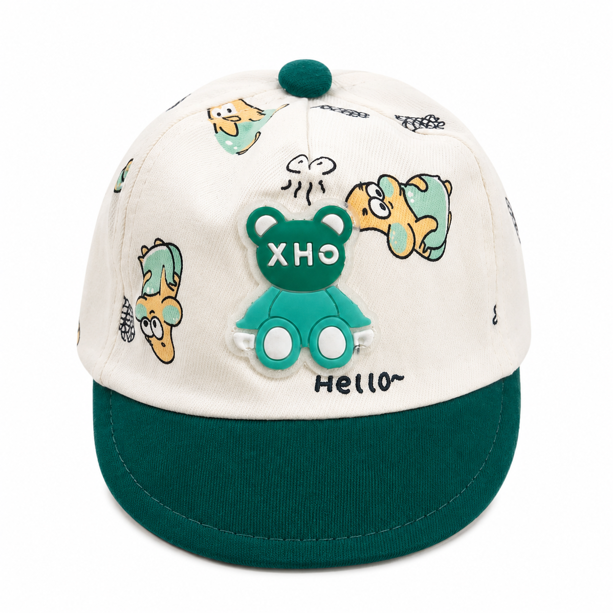 Baby Cap Cotton | Soft Cartoon Bear Hat with Face Shield for Newborn Boys & Girls | Cute Stylish Infant Cap | Age 6-9 Months | Comfortable & Breathable | Multicolor