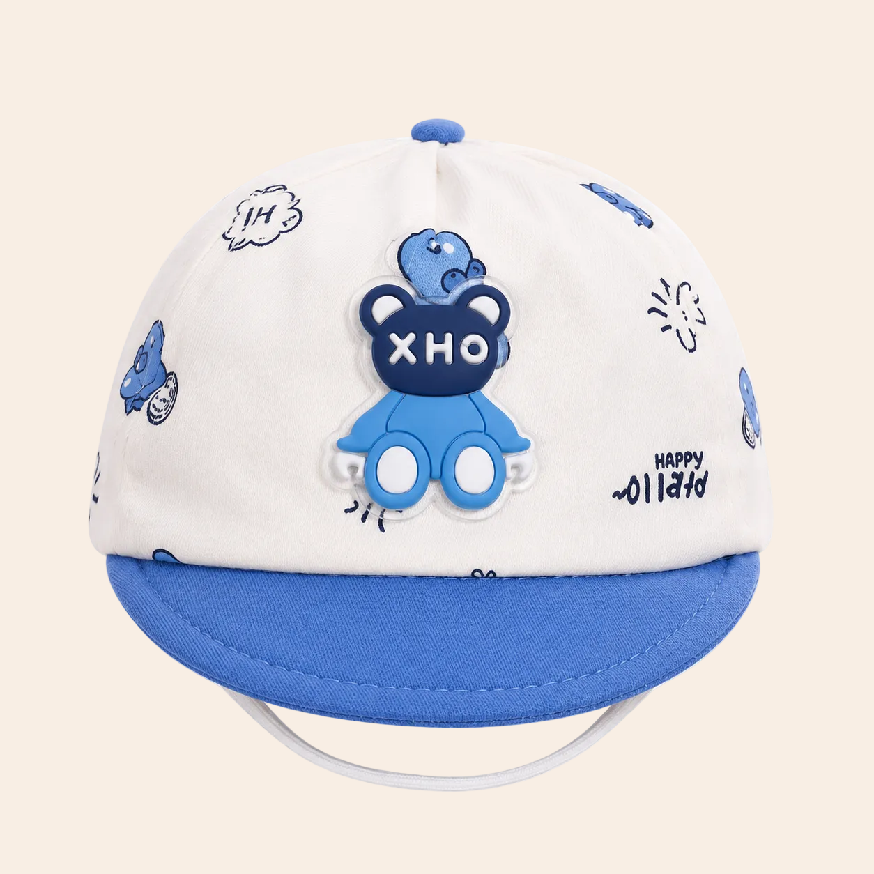 Baby Cap Cotton | Soft Cartoon Bear Hat with Face Shield for Newborn Boys & Girls | Cute Stylish Infant Cap | Age 6-9 Months | Comfortable & Breathable | Multicolor