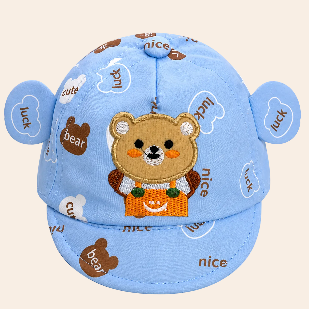 Baby Cap Cotton | Soft Multicolor Hat for Newborn Boys & Girls | Cute Stylish Infant Cap with Bear Design | Age 6-9 Months | Comfortable & Breathable | Multicolor