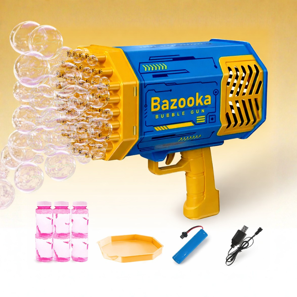 Bazooka Bubble Gun with LED Lights – Rechargeable Automatic Bubble Maker Toy for Kids (3+ Years)