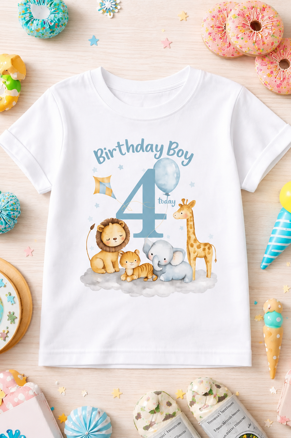 birthday boy printed kids t-shirt 4th year