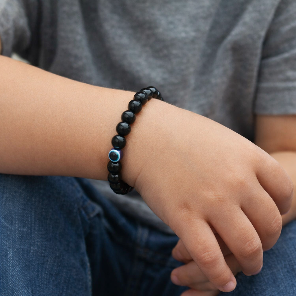 Black Bead Evil Eye (Nazar) Bracelet for Kids & Adults