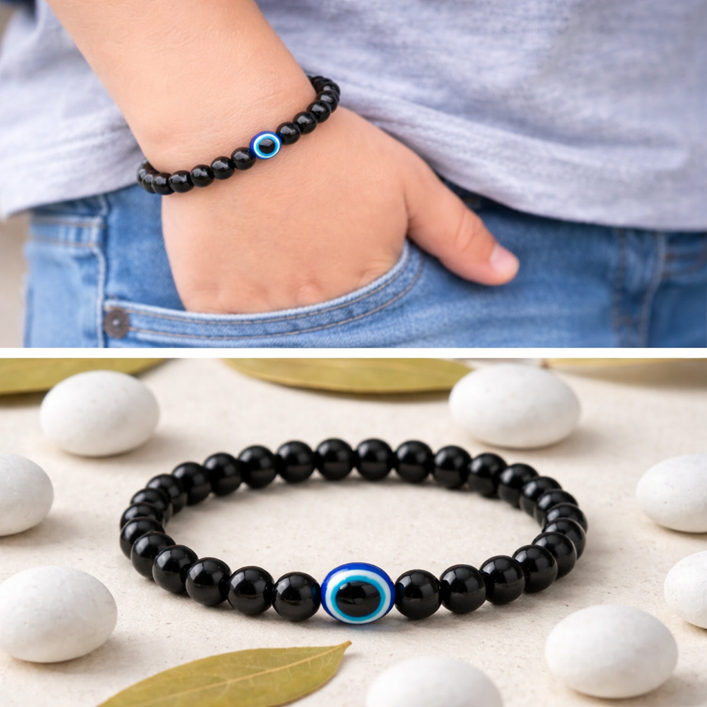 Black bead evil eye bracelet for Kids & Adults online in India combo
