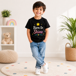 kids t-shirt with star design, black t-shirt for boys (front)