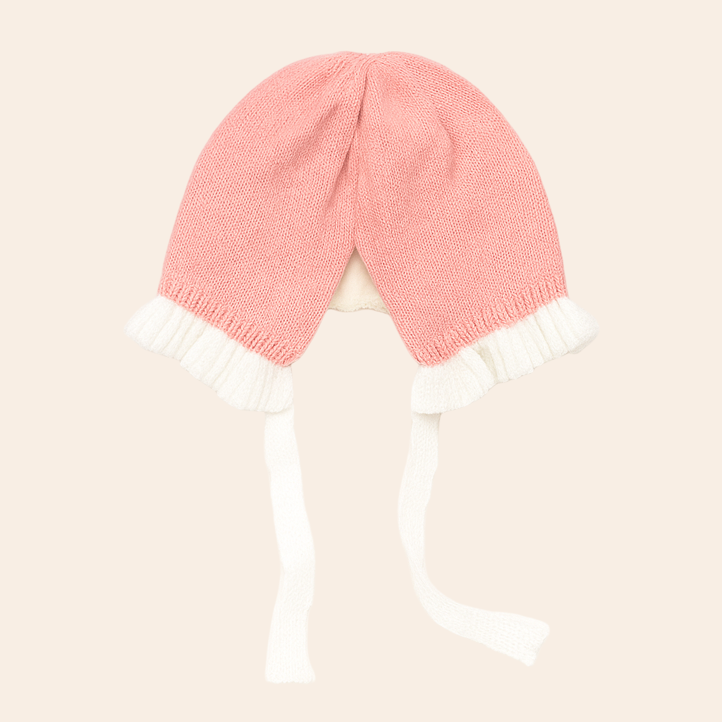 Bow Frill Hat - Peach & White