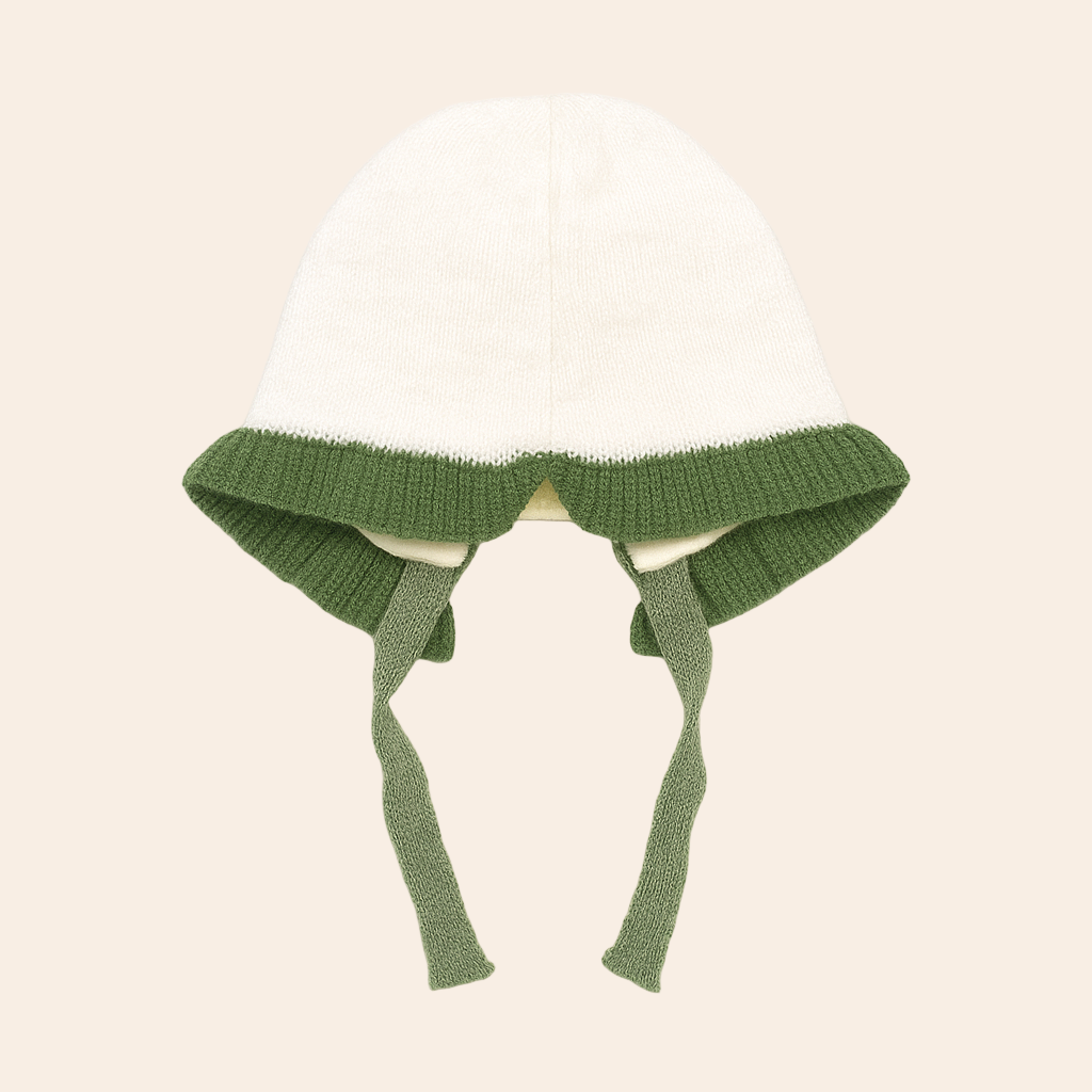Bow Frill Hat - White & Green