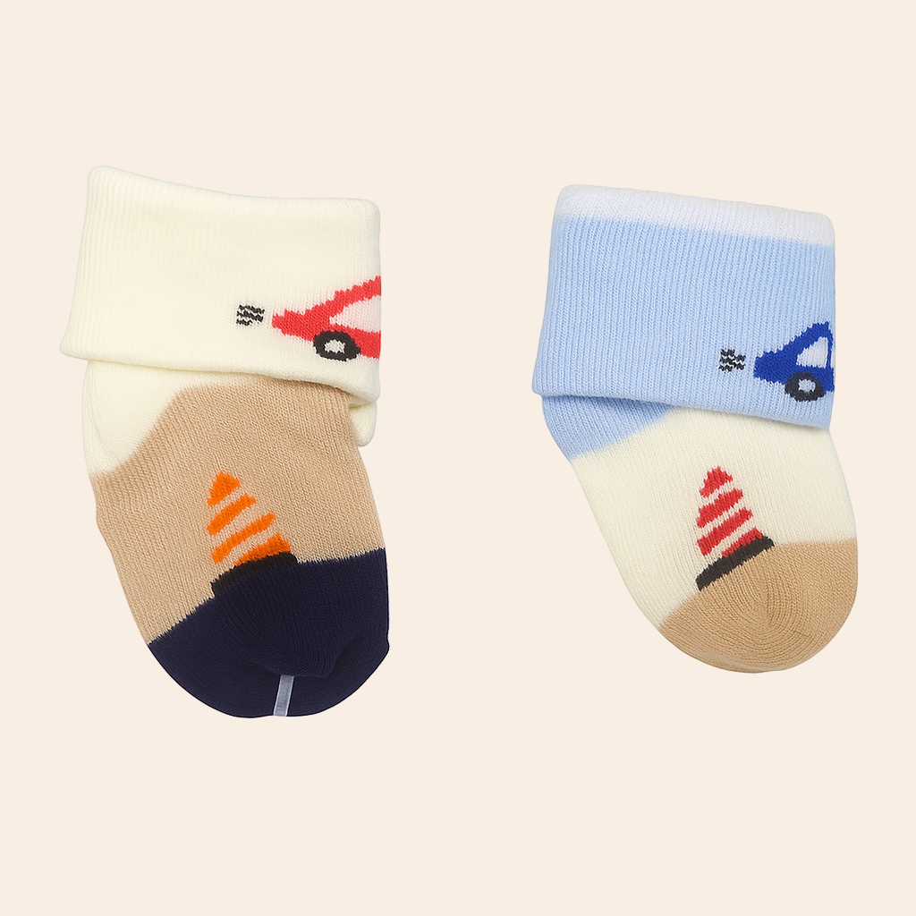 Magic Baby Socks – Cream & Blue Set (Pack of 2)