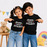 Chase Your Dreams Kids motivational Black T-Shirt (models)