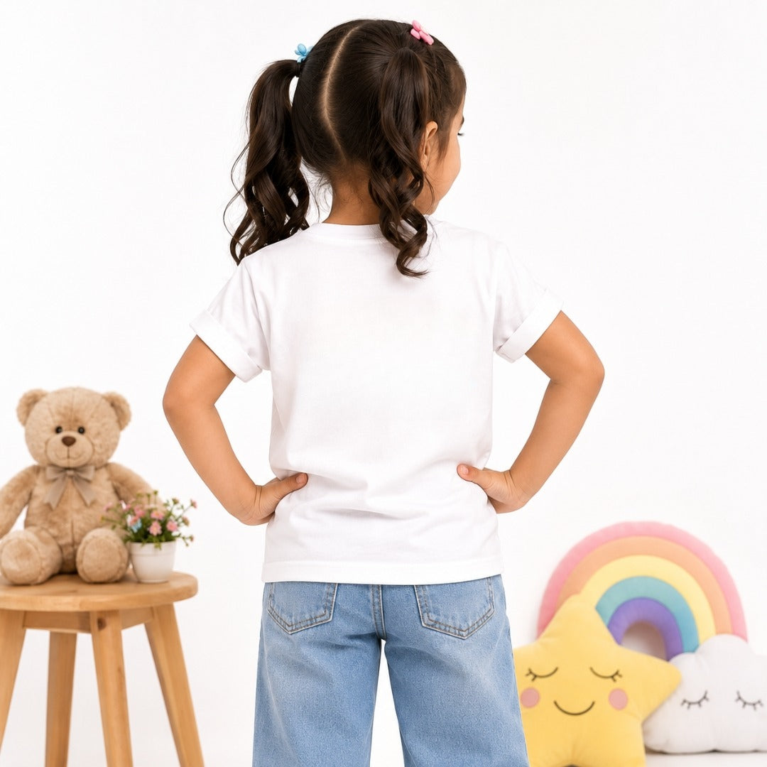 Chase Your Dreams Kids motivational White T-Shirt (Girl back)