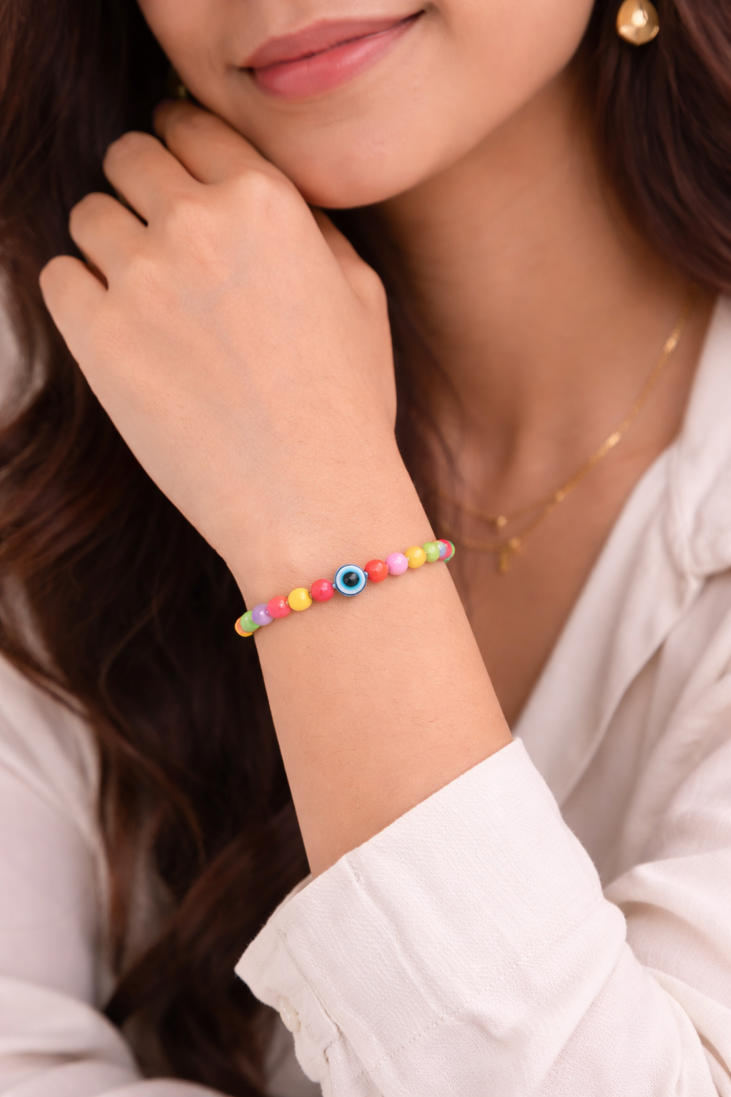 Colorful Evil Eye Beaded Bracelet - for Kids, Adult & Couples