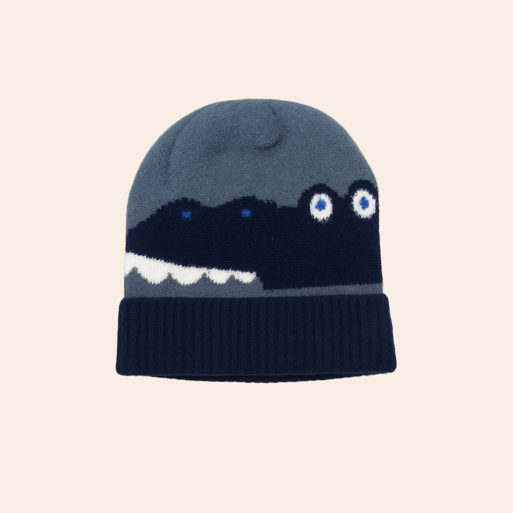 crocodile knit winter baby cap