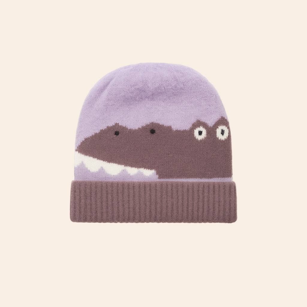crocodile knit winter baby cap