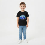Cute Car Printed Kids Black T-Shirt (Boy front)