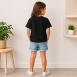 cute giraffe printed kids Black t-shirt for girls back