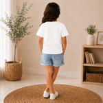 cute panda printed kids white t-shirt for girls back
