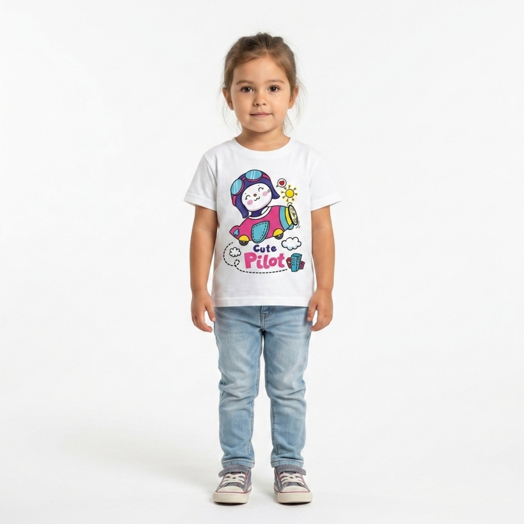 Cute Pilot Printed Graphics T-Shirts