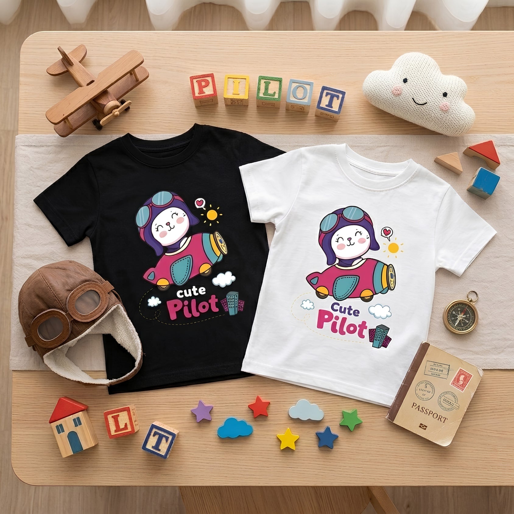 Cute Pilot Printed Graphics T-Shirts