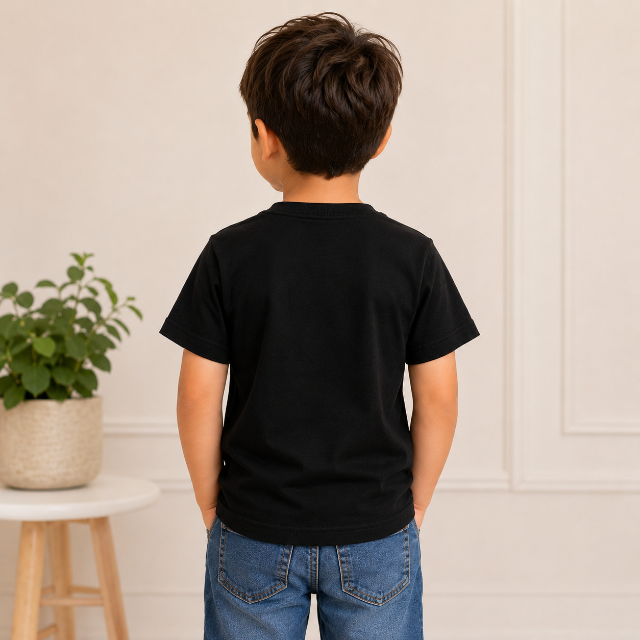 cute sibling friendship graphic Black  t-shirt (boy back)