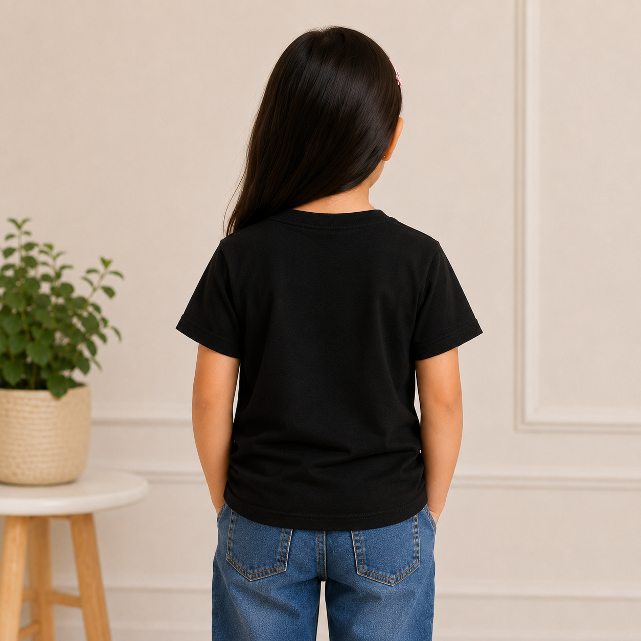 cute sibling friendship graphic Black t-shirt (Girl back)