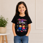 cute sibling friendship graphic Black t-shirt (girl front)