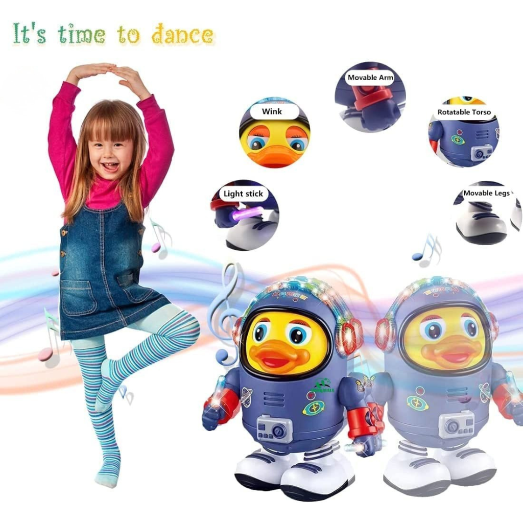 dancing astronaut duck toy with music & LED lights online in India (music toy)