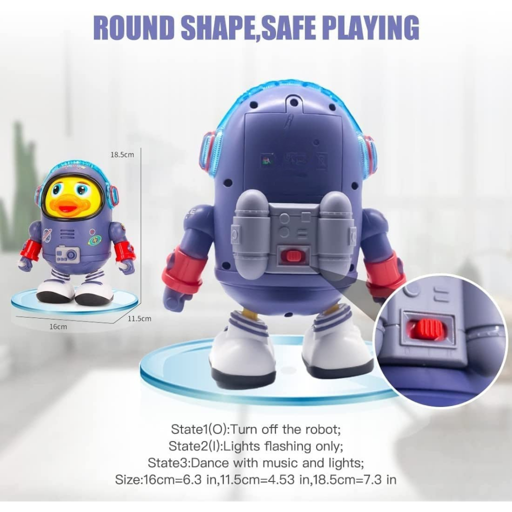 dancing astronaut duck toy with music & LED lights online in India (Instructions)