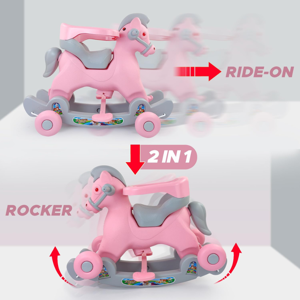 Dash Toys Marshal 2-in-1 Ride-On & Rocker Horse – Musical Kids Toy with Lights for Toddlers (1–6 Years)