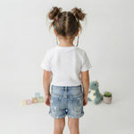 Cute dinosaur print kids white t-shirt (girl back)