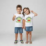 Cute dinosaur print kids white t-shirt (models)