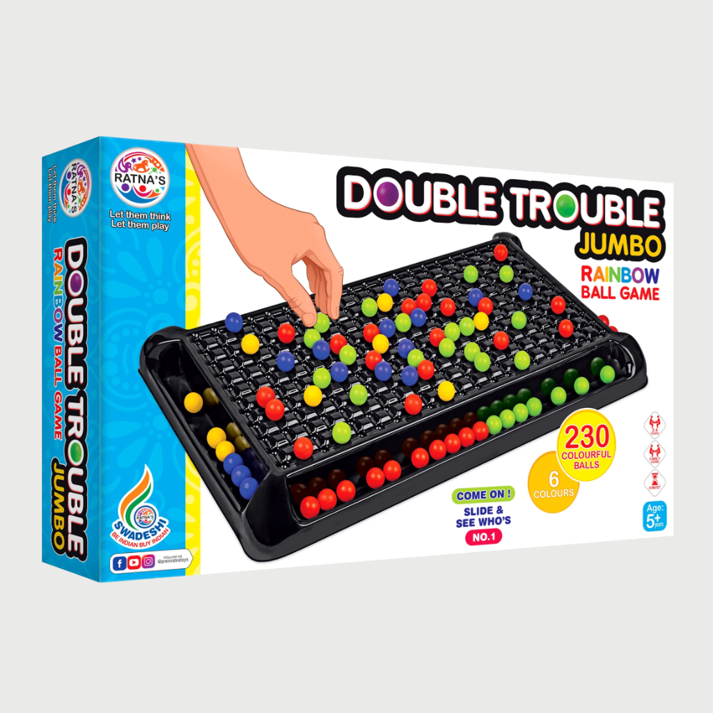 Double Trouble Jumbo Rainbow Ball Game – Strategy & Brain Game with 230 Colorful Balls for Kids (5+ Years)