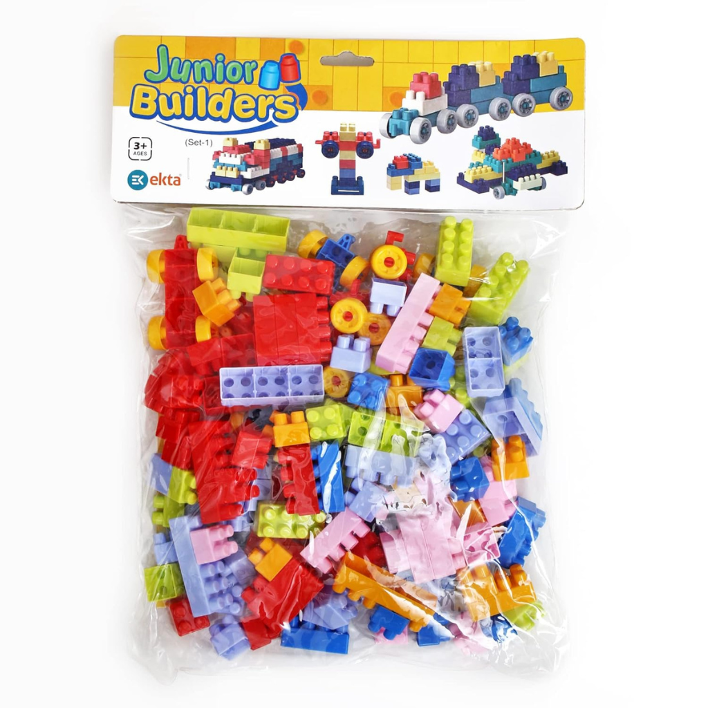 Junior Builders Creative Building Blocks Set – Colorful Construction Toy for Kids (Age 3+)