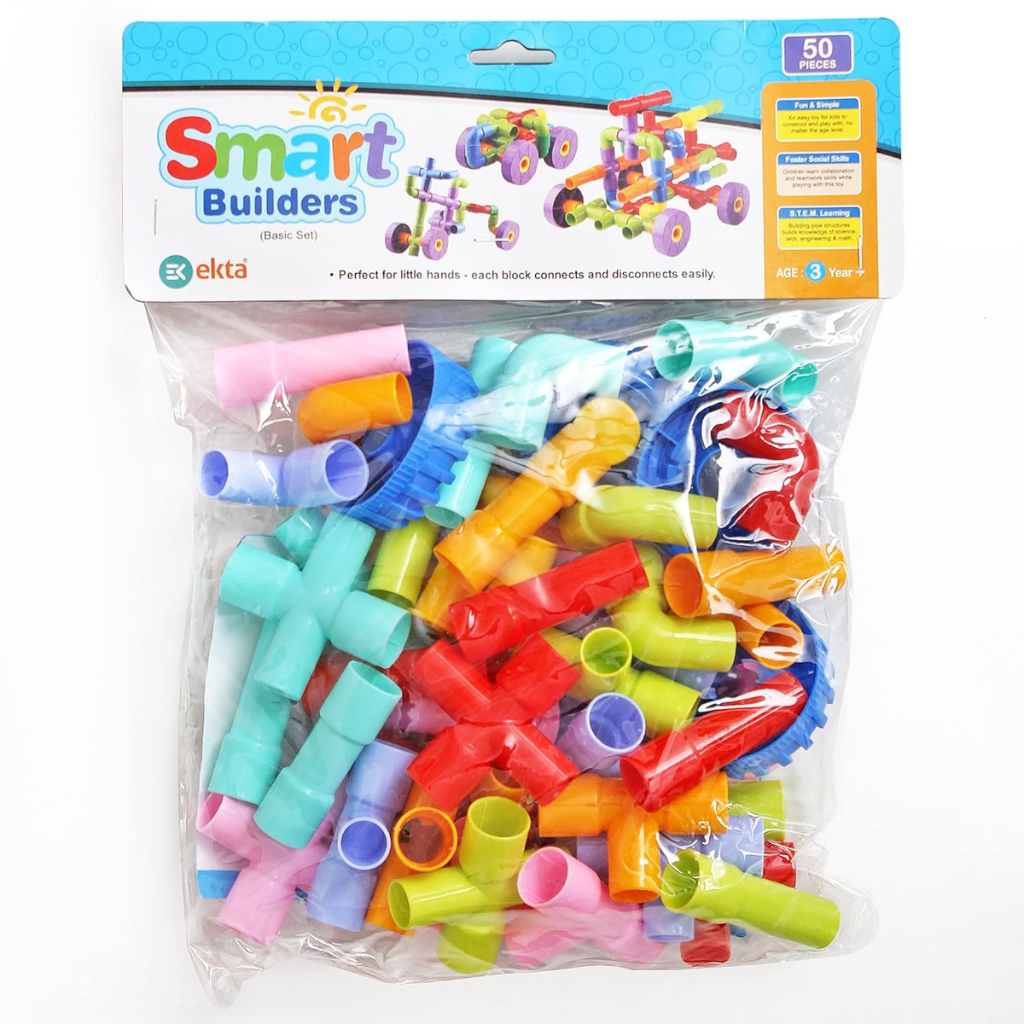 Smart Builders Basic Construction Set – 50 Pieces Creative Building Toy for Kids (Age 3+)