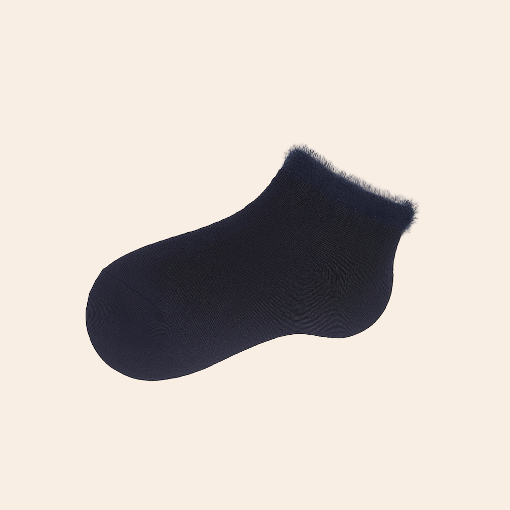 Fur Trim Children’s Socks – Grey & Beige (Pack of 3)