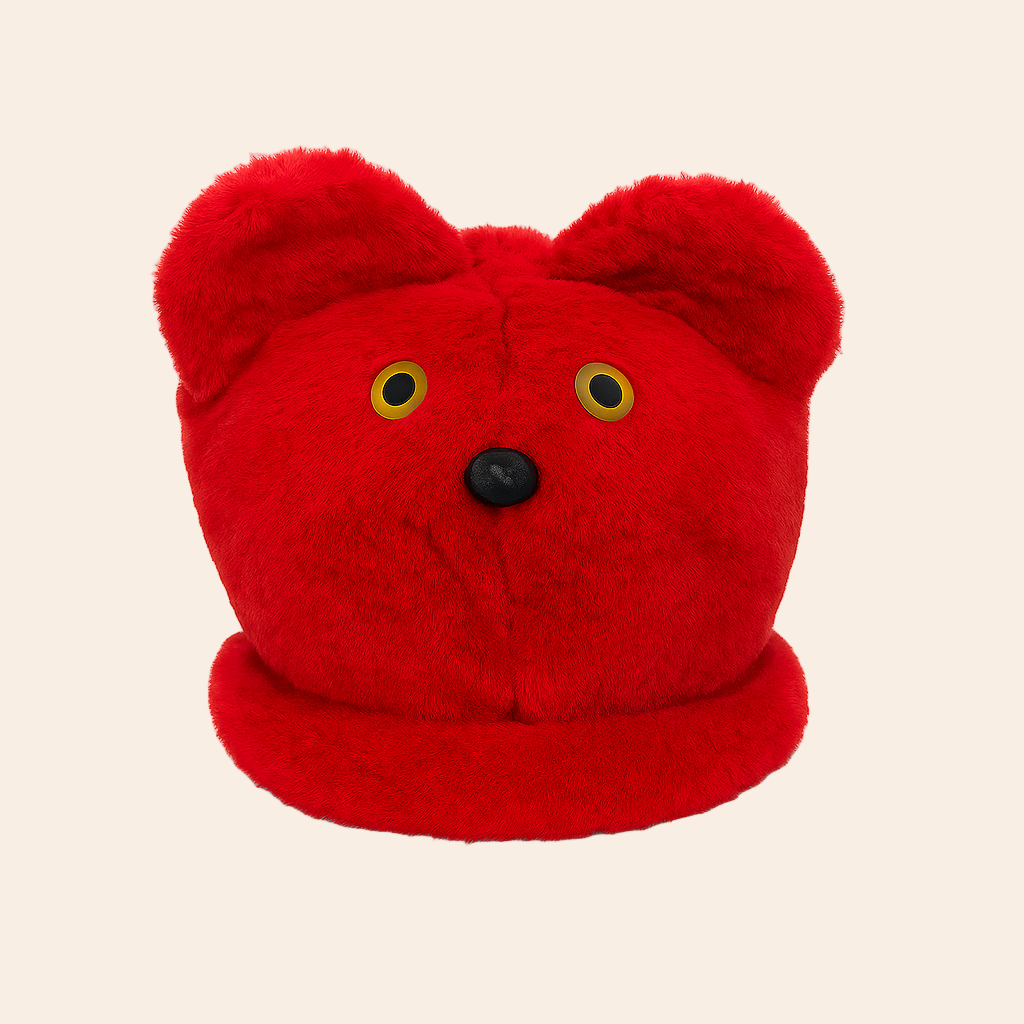Furry Bear Hat – Red