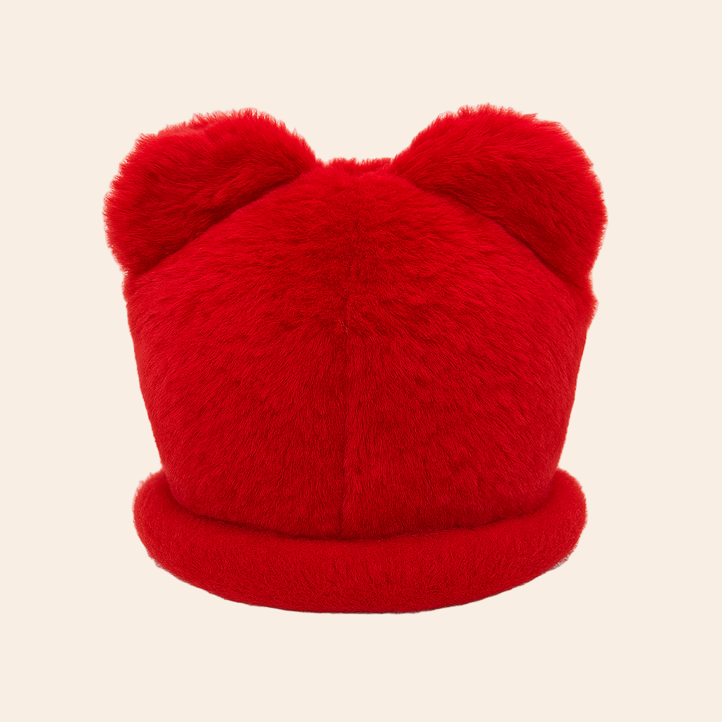 Furry Bear Hat – Red