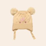 furry pom pom knitted winter baby cap