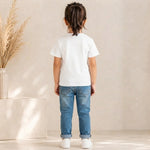 cricketer bat and ball printed kids white t-shirt (girl Back)