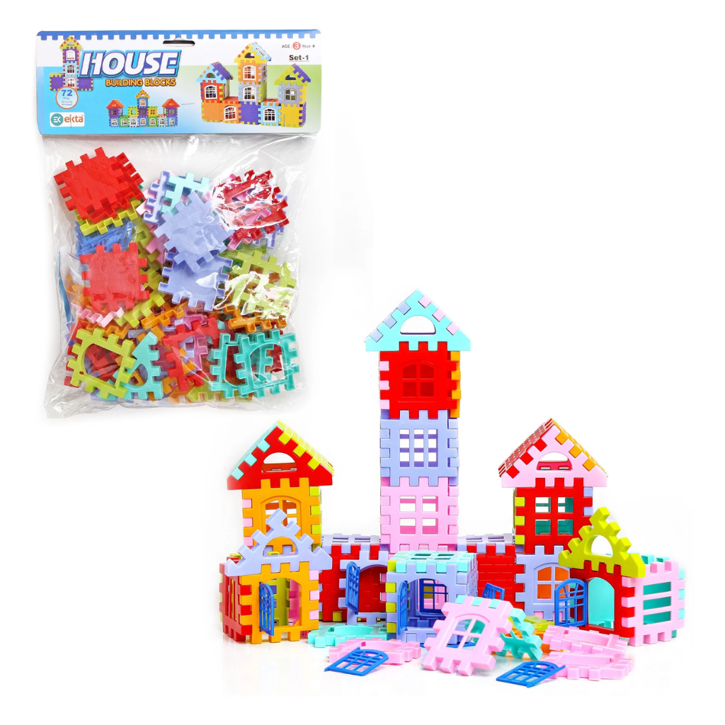 house building blocks set 72 pieces for kids (for entertainment)