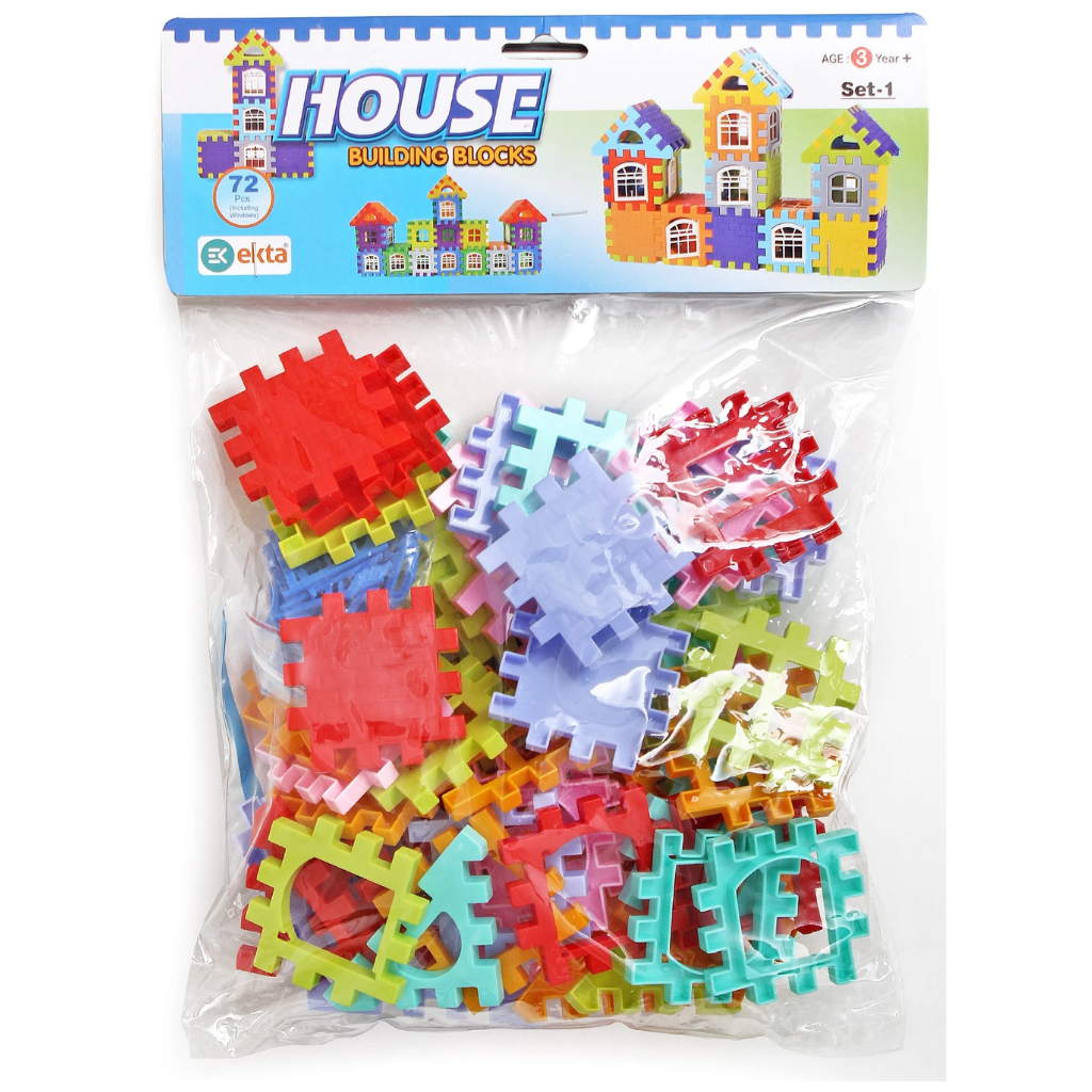 house building blocks set 72 pieces for kids (game)
