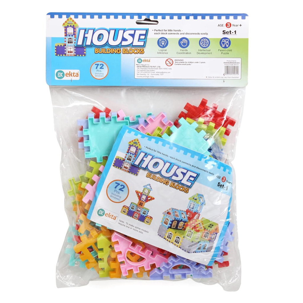 house building blocks set 72 pieces for kids (set 1)