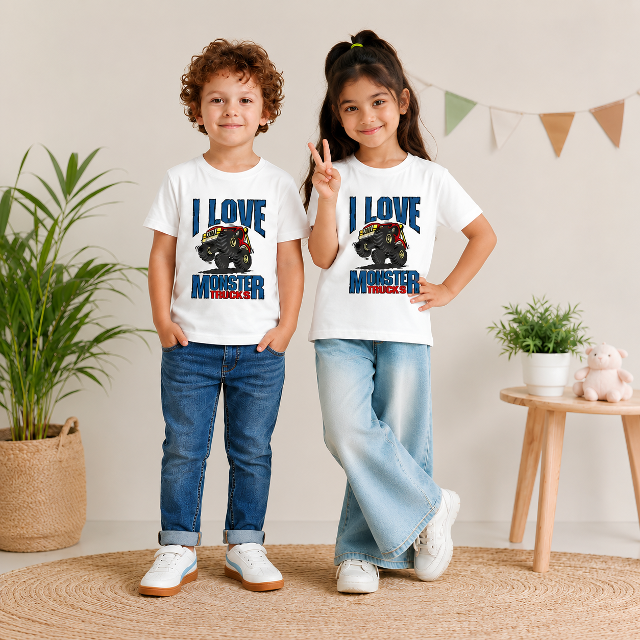 I Love Monster Trucks Graphic Printed white T-shirt (models)