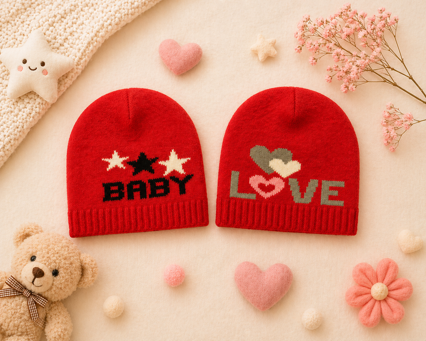jacquard knitted baby cap