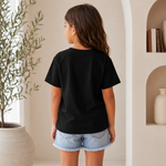 just breathe printed kids Black t-shirt for girls back