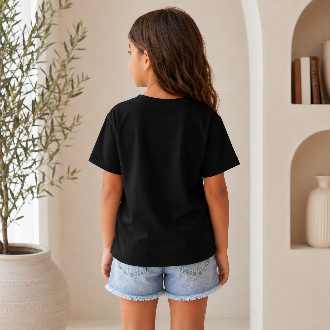 just breathe printed kids Black t-shirt for girls back