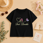 just breathe printed kids Black t-shirt