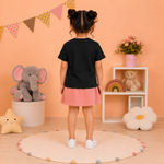 Just Play It Graphic Printed Black T-shirt back side girl model