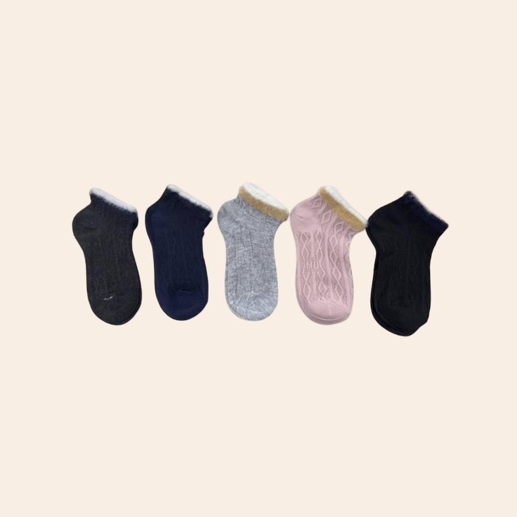 Kids Ankle Socks – Set of 5 Pairs | Soft Cotton Blend Socks for Boys & Girls (Age 4–8 Years)
