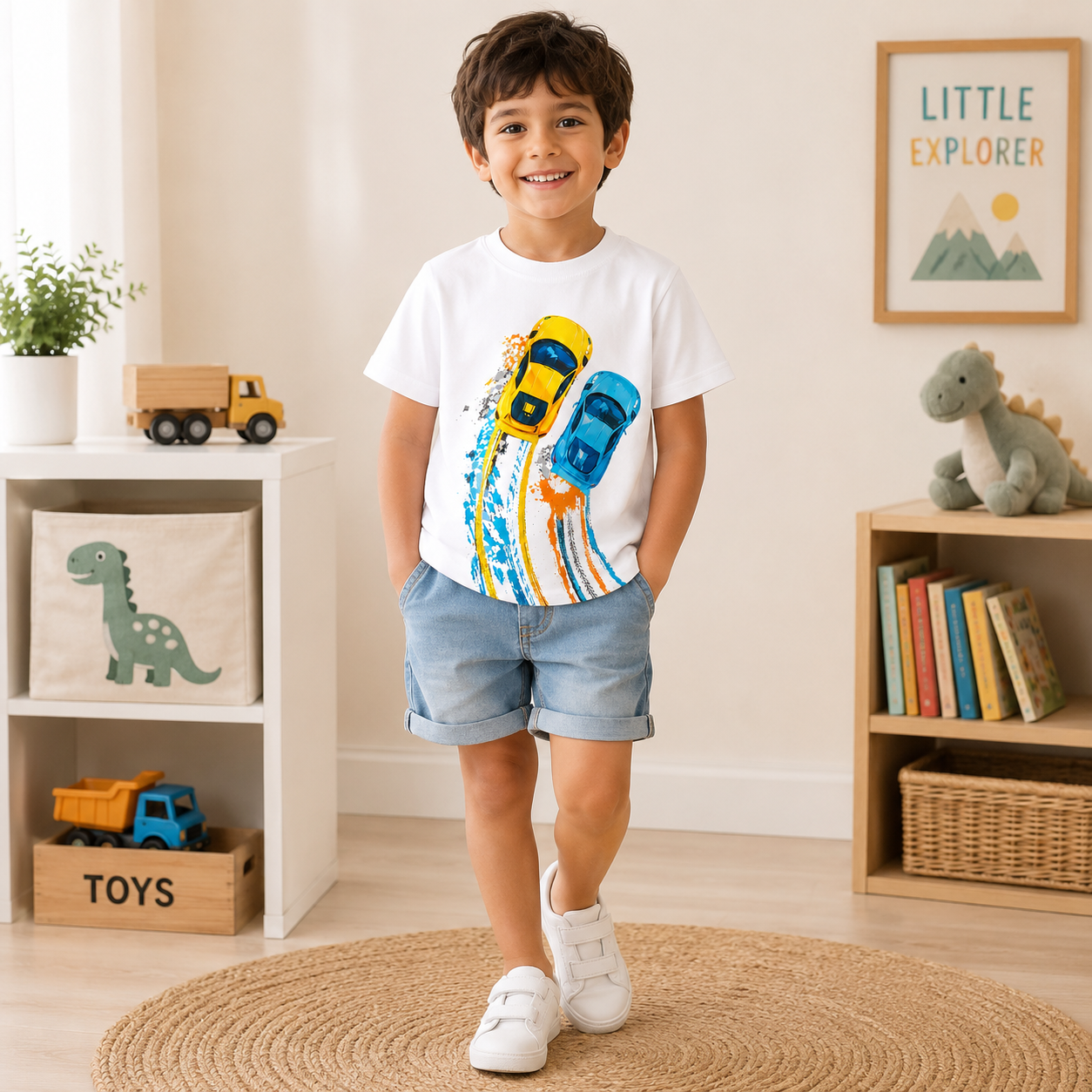 kids car printed t-shirt