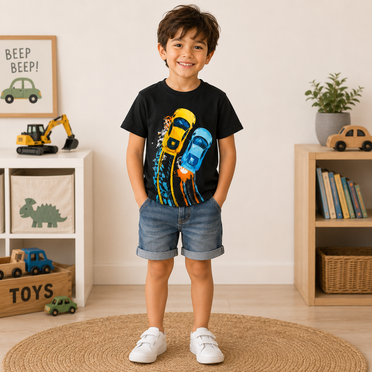 kids car printed t-shirt